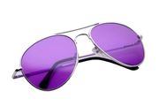 Classic Metal Frame Women’s Aviator Teardrop Style Sunglasses Purple + Silver