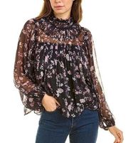 NWT FRENCH CONNECTION Diana Recycled Crinkle Burnout Long-Sleeved Blouse