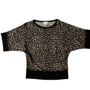 Kate Hill Womens Cheetah Print 100% Merino Wool Drop Sleeve Size Medium Petite