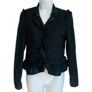 Black Snap Blazer Jacket Ruffles Frills Feminine size S