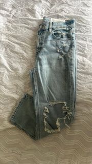 high rise straight jeans