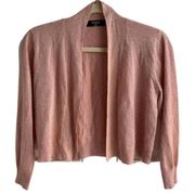 VerveAmi Rose Gold Pink Blush Shimmer Open Front Collared Cardigan S New No Tags