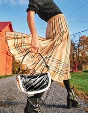 Burberry  Vintage icon striped checkered pleated wool midi skirt size S England