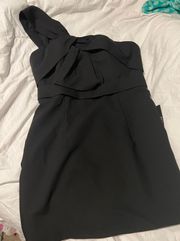 Black one shoulder mini dress