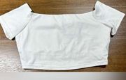 Size M White Short Sleeve Lined Crop Top