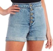 NEW NWT EVERY DILLARD'S High Rise Button Fly Cuffed Denim Shorts Light Wash 6