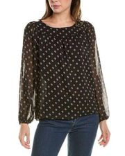 Joan Vass New York Blouse Top Women's XS Extra Small Black Long Sleeve Pullover