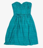 SHOSHANNA Strapless Silk Cocktail Teal Dress  0