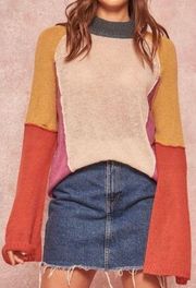 Color Block Bell Sleeve Sweater