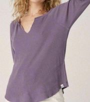 Daydreamer Thermal Long Sleeve Notch Neck Lavender Top NWT Small
