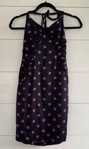 Betsey Johnson Silk Y2K Polka Dot Black Pink Mini Dress Vintage