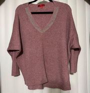 Jennifer Lopez plum colored very soft sweater with batwing sleeves, Faux diamond