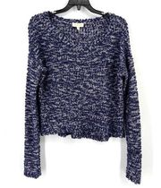 Modcloth Cropped Marled Blue Sweater Womens Size Small