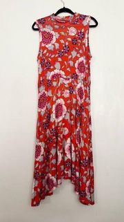 Anthropologie  Floral Midi Dress Jersey Mock Neck Asymmetric Women’s