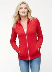 Tommy Bahama Aruba Red Zip Up Sweater Size Small