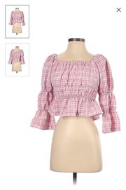 Waye Pink Checkered Long Sleeve Top 