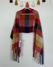 NWT Time and Tru Plaid Plush Knit Fringe Scarf One Size