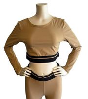 JoyLab Women's Cropped Long Sleeve & Flared Bottom Athletic 2 Piece Set M