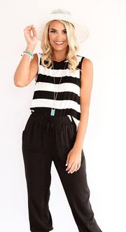 -  Classic Knit Striped Sleeveless Top