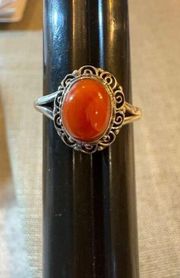 Carnelian Agate size 7.5 ring - Sterling Silver