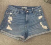 Rewash High Rise Mom Cut Off Denim Jeans Shorts Cuffed & Distressed Size 9/29