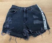 Furst Of A Kind - Distressed High Waist Shorts in Black Denim