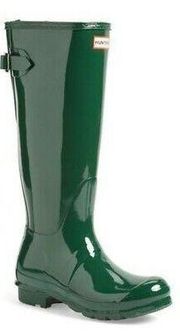 Hunter Original Tall Teal Green Gloss Adjustable Knee High Rain Boots