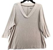 Lane Bryant V Neck Tunic Pullover Soft Ribbed Knit Sweater Tan Womens Size 18/20