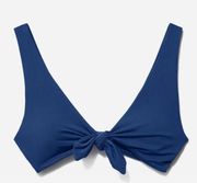 NWT EVERLANE Renew Blue Women’s Tie Front Bikini Top Size Small Bow padded swim