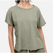 NWT MATE the Label Sage Organic Cotton Raw Neck Boxy Tee - Size S