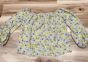 Miss Selfridge Floral Yellow and Grey Off the Shoulder Top Women’s 4