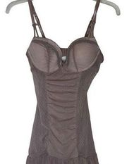 Sophie B. Nude Ruffle Sleep Lingerie Bra Dress. Size S