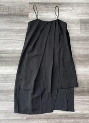 C/MEO Collective Black Draped Dress S Pleated Short Mini LBD Crepe M8