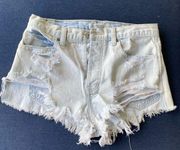 Abercrombie and fitch shorts size 27 light wash frayed hem distressed