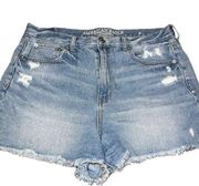 Comfort Waistband Mom Jean Cutoff Shorts Distressed Denim 10