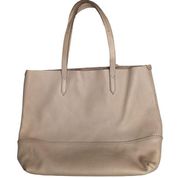 J. Crew Downing Ivory Leather Large Shopper Tote Bag with Attached Wristlet