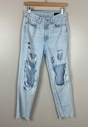 Rag & Bone Ankle Cigarette In Dean Wash Jeans Destroyed Busted Knees size 28