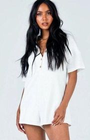 Kegan White Textured Button Romper 8