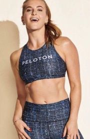 RARE Peloton “With” Stardust Tweed Sports Bra Logo High Neck Mesh- Size Small