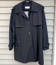 NWOT  Black Wool Blend Long Peacoat Trench coat