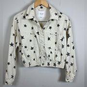 Le Lis Corduroy Jacket Cream with Charcoal stars Size Small 100% Cotton