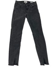 Frame Denim Le Skinny de Jeanne Raw Front Split Skinny Jeans Washed Black sz 27