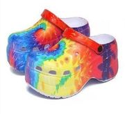 Cape Robbin Gardener Tie Dye Chunky Women's Platform Croc Style Shoe