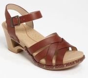 Tru Sandal 40 Cognac Brown Cutout Heel