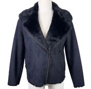 Uniqlo Black Faux Suede and Faux Fur Women’s Jacket in size Small