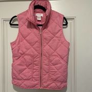 Peach Love California Women's Puffer Quilted Vest Pink Full Zip Sz Small