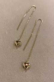 Heart Dangle Earring 14k Solid Gold