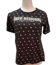 True Religion  Black Logo Crewneck  Short Sleeve T Shirt Size XL