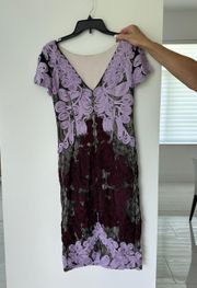 Purple Floral Midi Dress