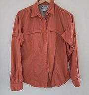 Columbia GRT Womens Vented Shirt Size S Coral Button Up Pockets Long Sleeve Top